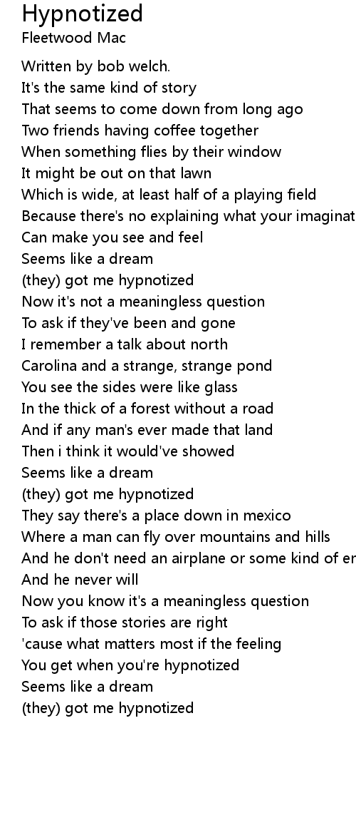 Hypnotized Lyrics Follow Lyrics