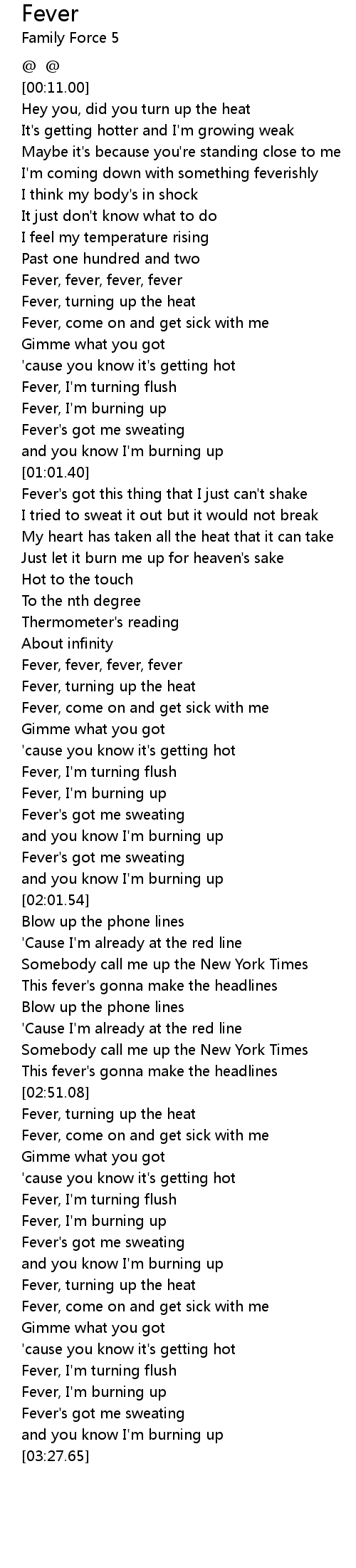 Fever Lyrics - Follow Lyrics With Regard To Periodic Table Puns Worksheet