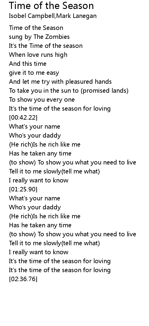 Time Of The Season Lyrics Follow Lyrics