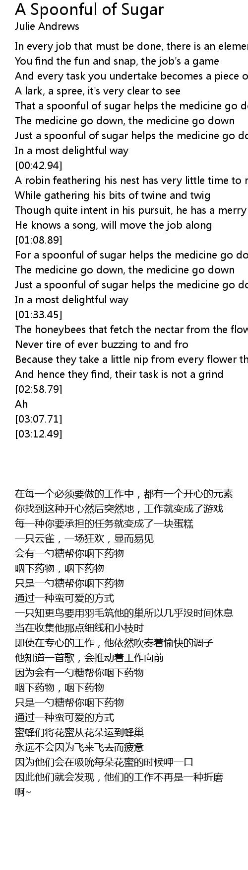 A Spoonful of Sugar Lyrics Follow Lyrics