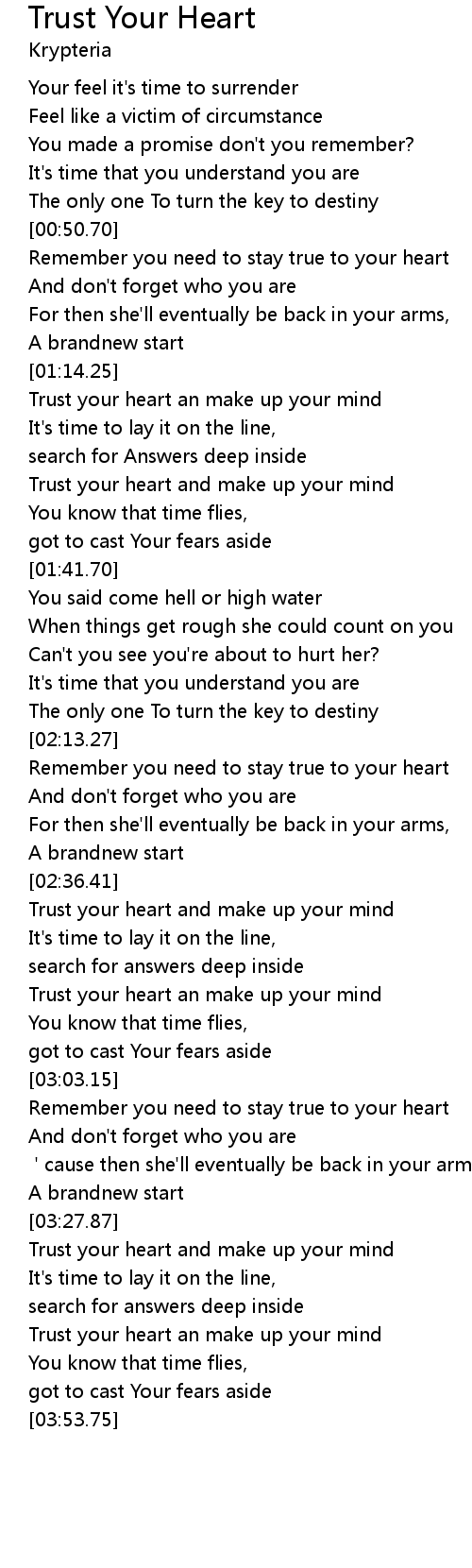 Trust Your Heart Lyrics Follow Lyrics
