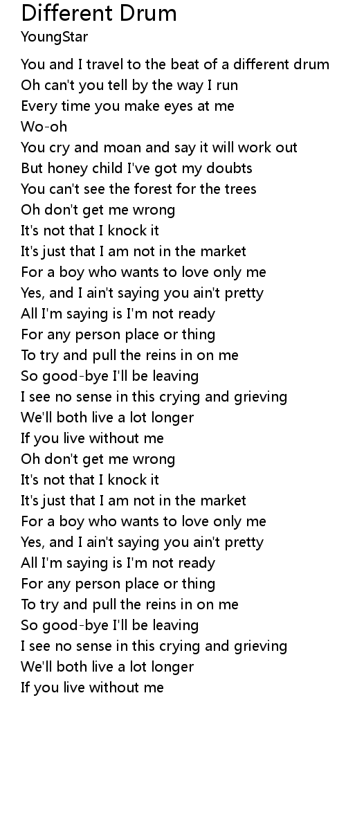 Different Drum Lyrics Follow Lyrics