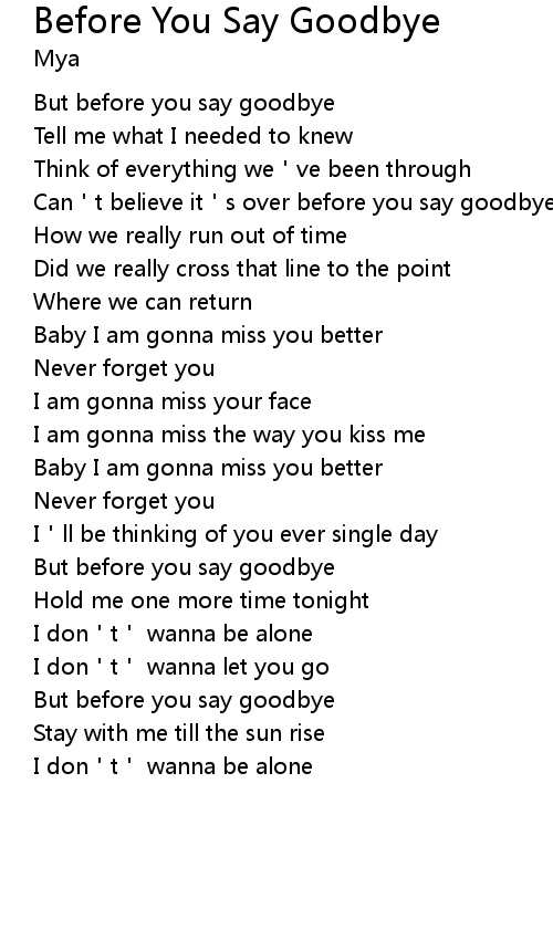 When i say goodbye lyrics