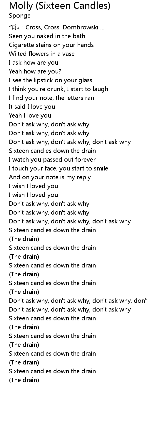 Molly (Sixteen Candles) Lyrics Follow Lyrics
