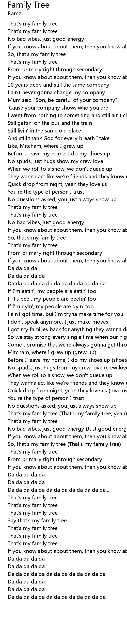 Family Tree Lyrics Follow Lyrics