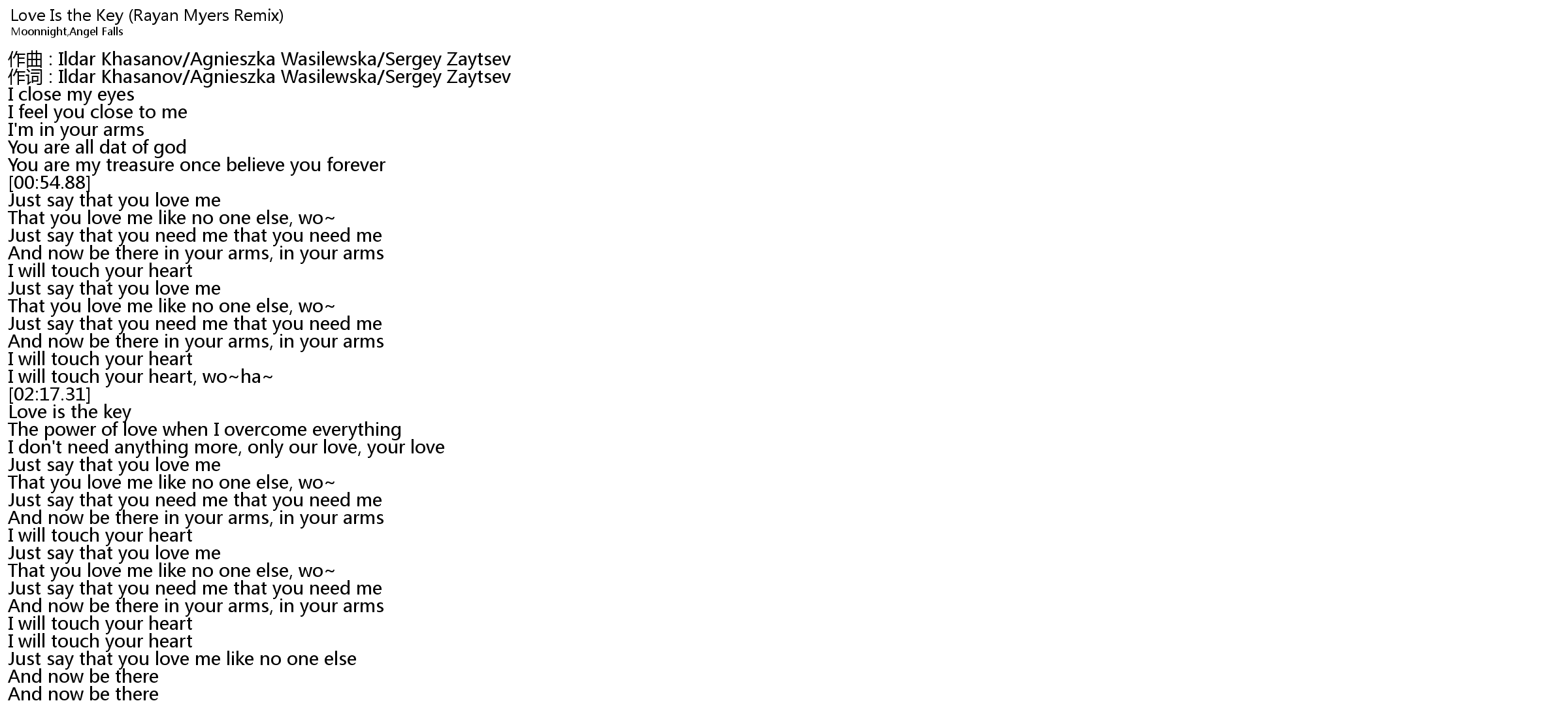 Love Is the Key (Rayan Myers Remix) Lyrics - Follow Lyrics