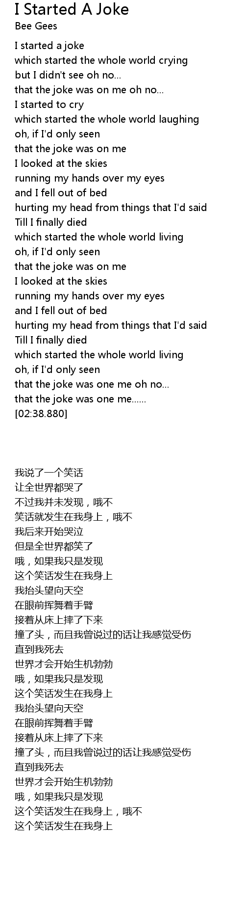 I Started A Joke Lyrics Follow Lyrics