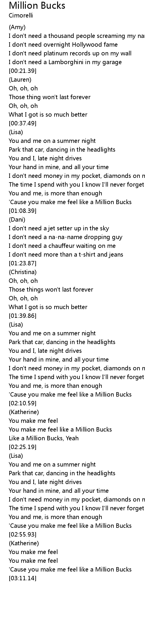 Money lisa lyrics