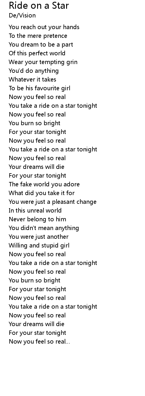 Ride on a Star Lyrics - Follow Lyrics