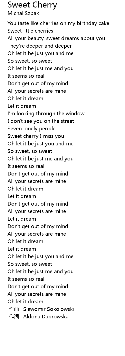 Sweet Cherry Lyrics Follow Lyrics
