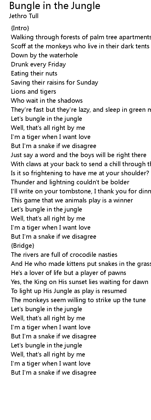 Bungle In The Jungle Lyrics Follow Lyrics
