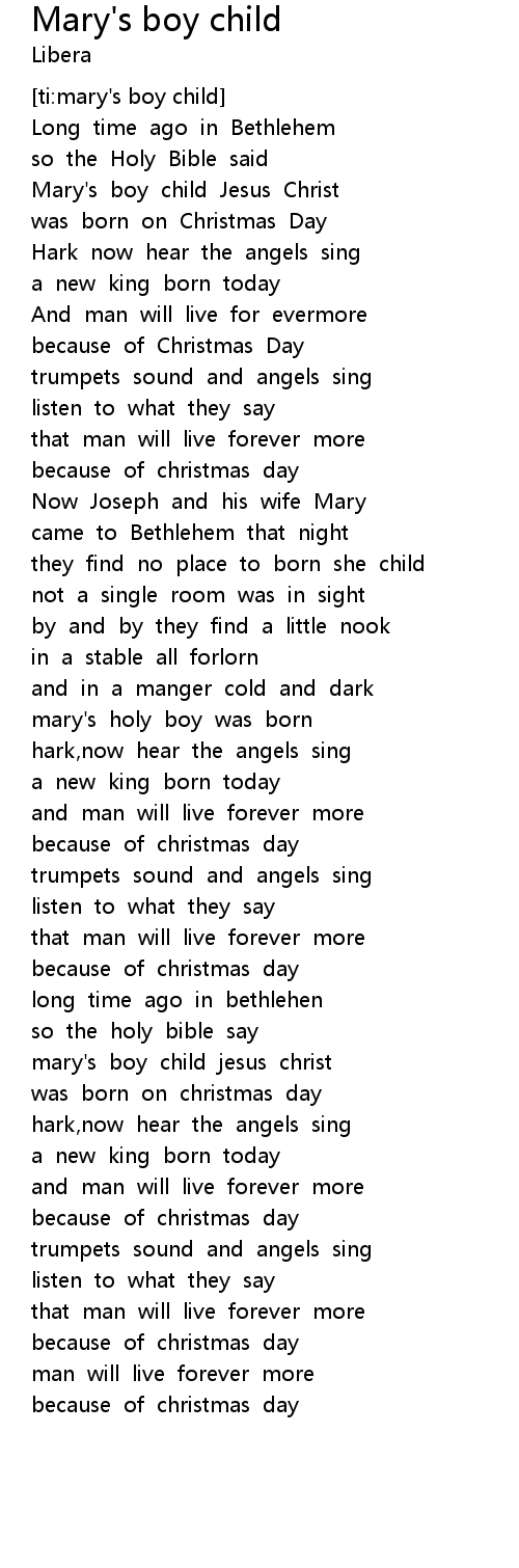 Mary S Boy Child Lyrics Follow Lyrics