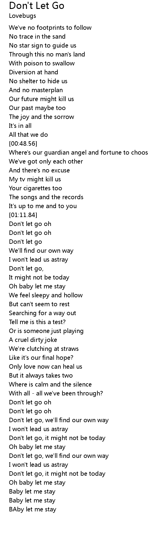 Don T Let Go Lyrics Follow Lyrics