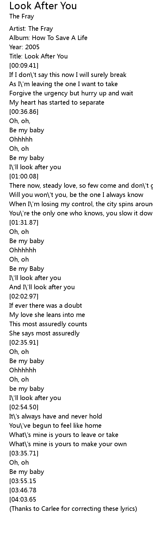 Look After You Lyrics Follow Lyrics