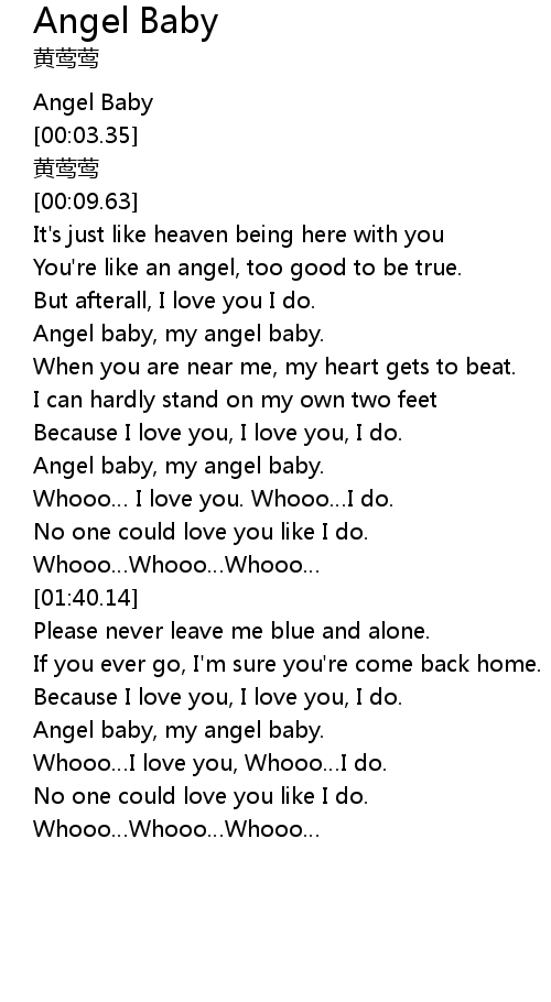 Angel baby lyrics