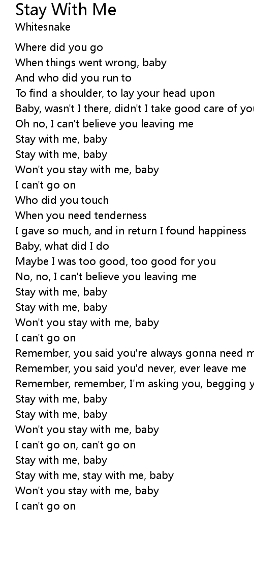 With lyrics stay me Stay With