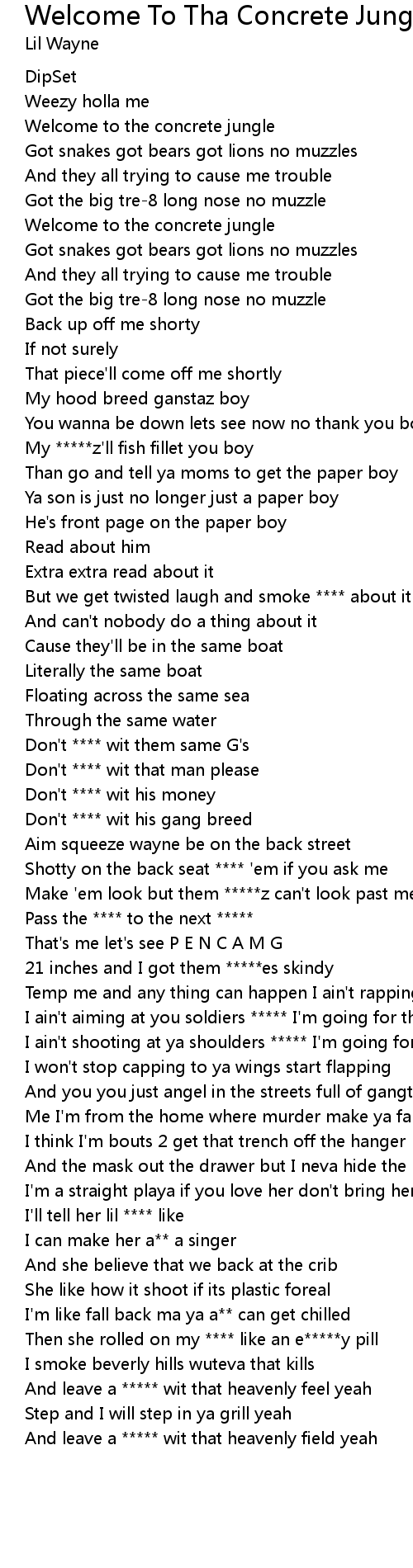 Welcome To Tha Concrete Jungle Lyrics Follow Lyrics