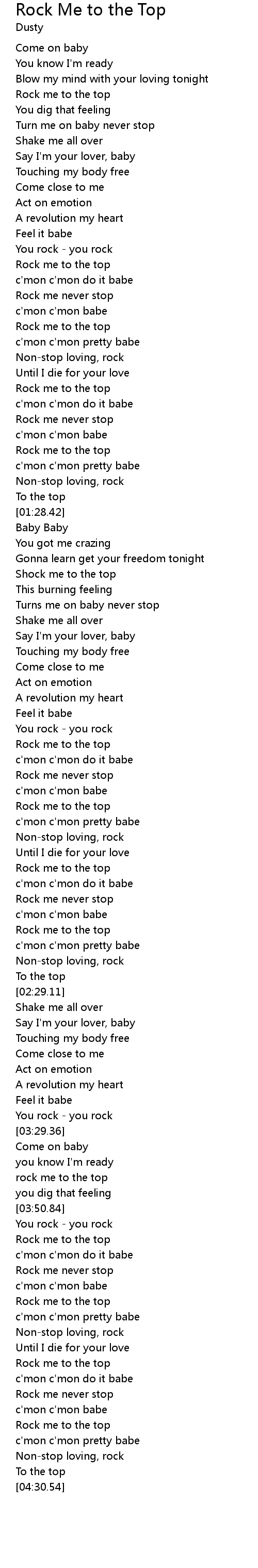 Rock Me To The Top Lyrics Follow Lyrics