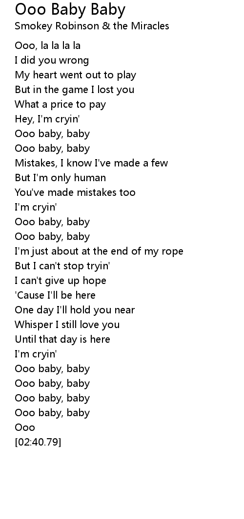Ooo Baby Baby Lyrics Follow Lyrics