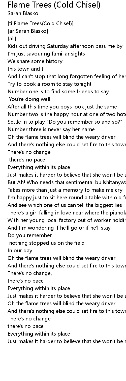 Flame Trees (Cold Chisel) Lyrics Follow Lyrics