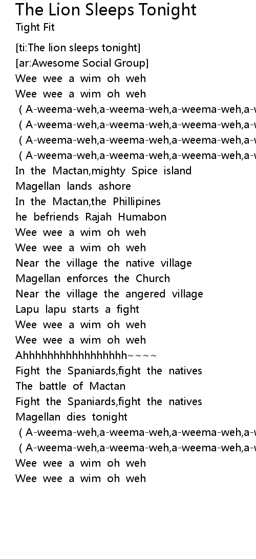 The Lion Sleeps Tonight Lyrics Follow