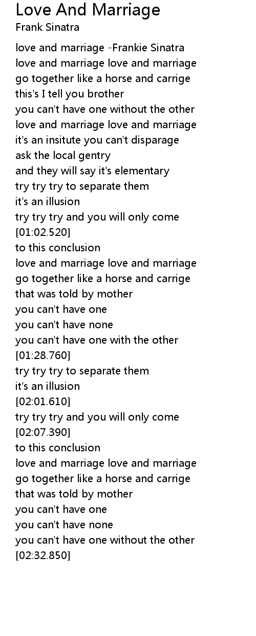 Love And Marriage Lyrics Follow Lyrics