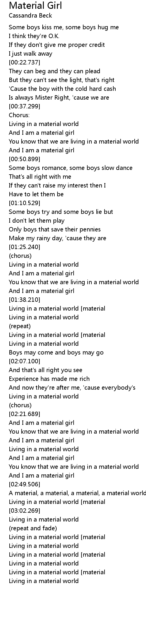 Material girl lyrics
