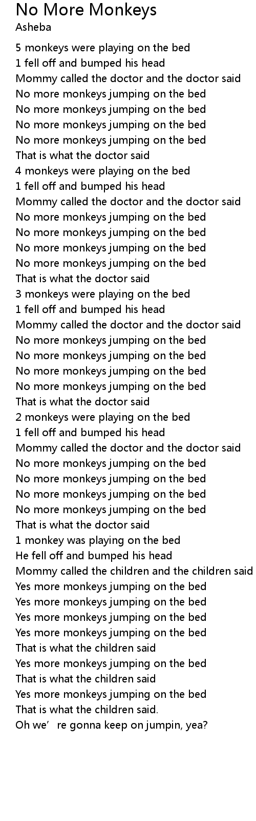No More Monkeys Lyrics - Follow Lyrics