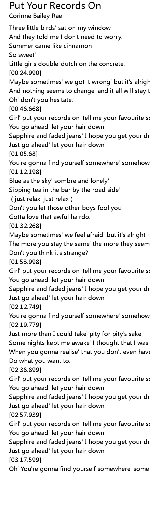 Put Your Records On Lyrics Follow Lyrics
