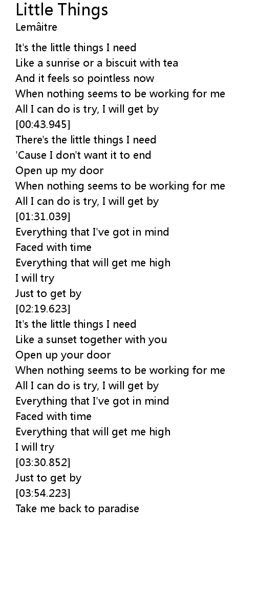 Little Things Lyrics Follow Lyrics