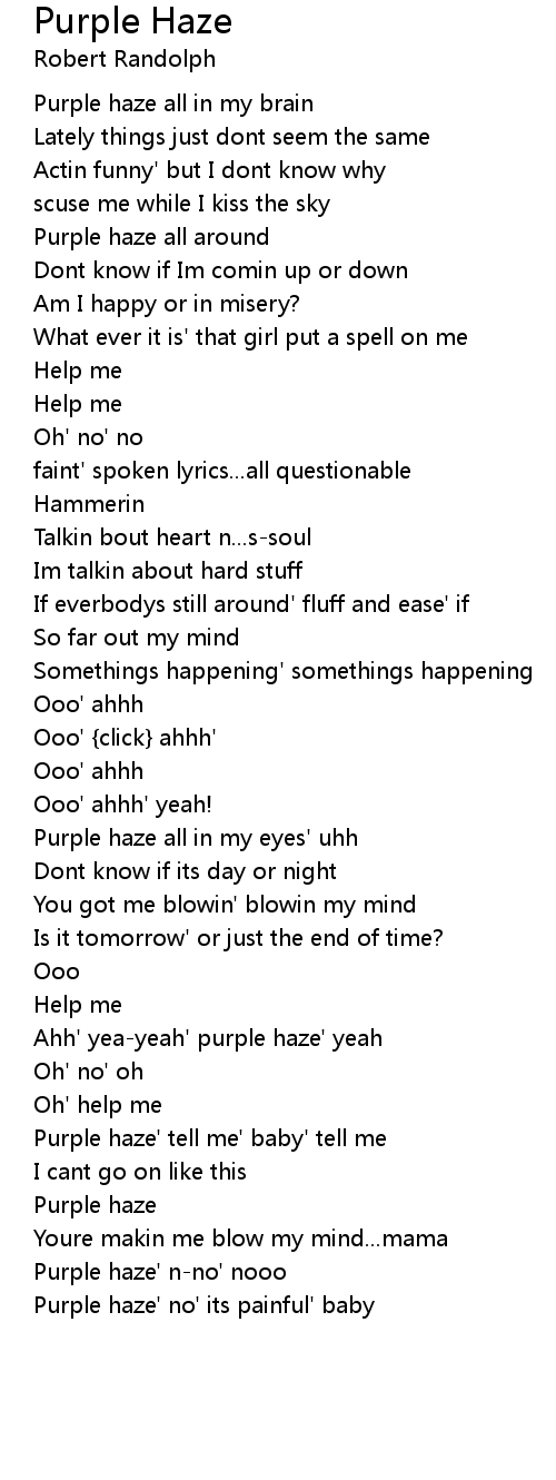Purple Haze Lyrics - Follow Lyrics