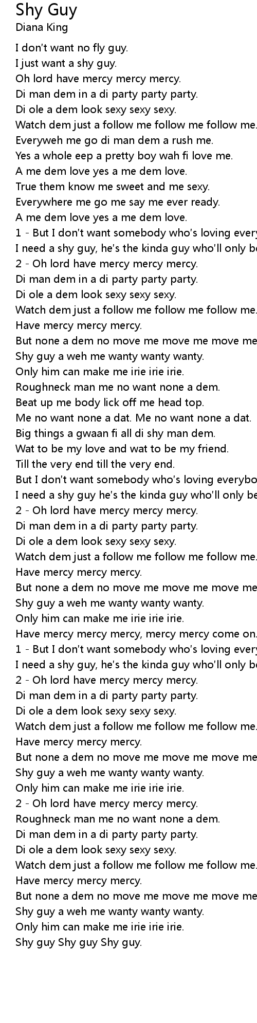 Shy Guy Lyrics Follow Lyrics