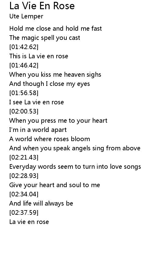 En la rose english vie lyrics Édith Piaf
