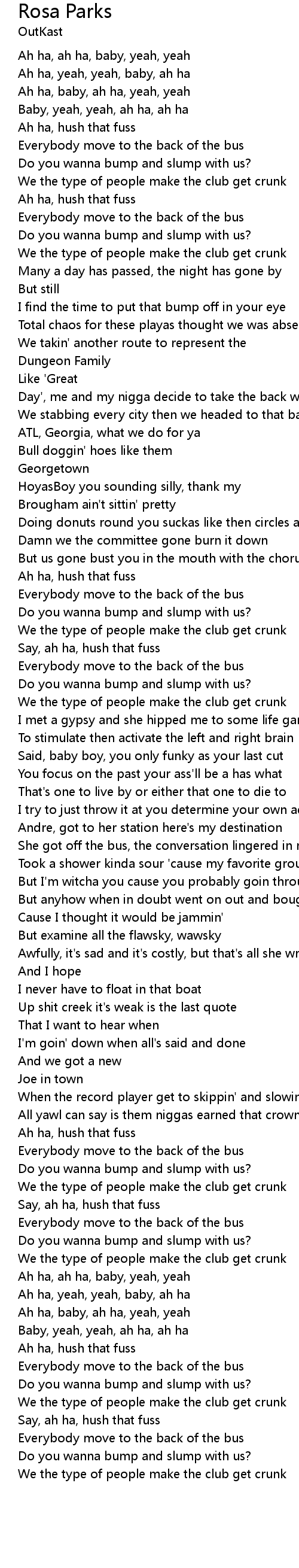 Rosa Parks Lyrics Follow Lyrics