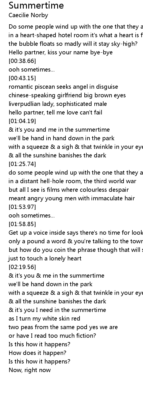 Summertime Lyrics Follow Lyrics summertime lyrics follow lyrics