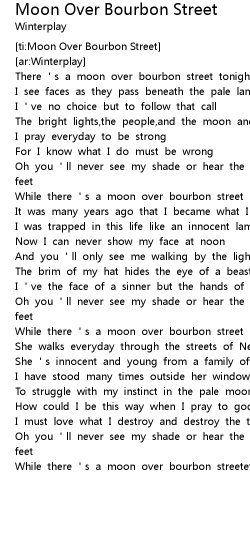 Moon Over Bourbon Street Lyrics Follow Lyrics