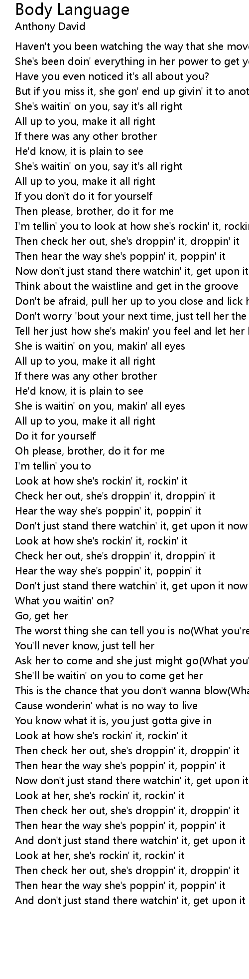 Body Language Lyrics Follow Lyrics