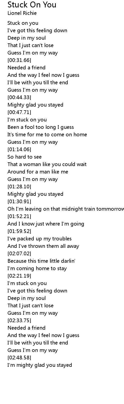 Stuck on You - Lionel Richie - With Lyrics (English) 