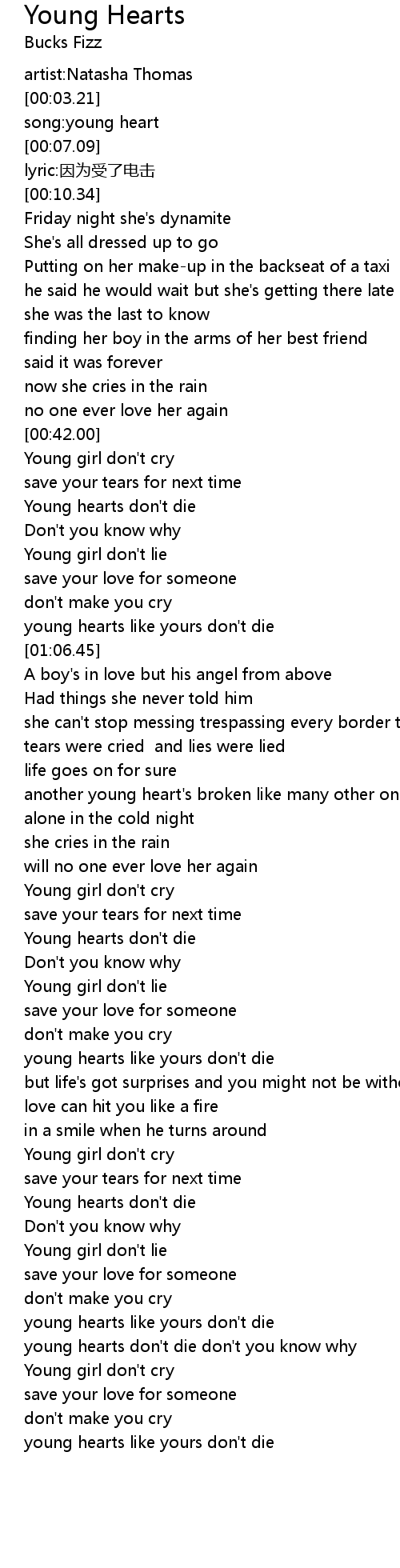 Young Hearts Lyrics Follow Lyrics