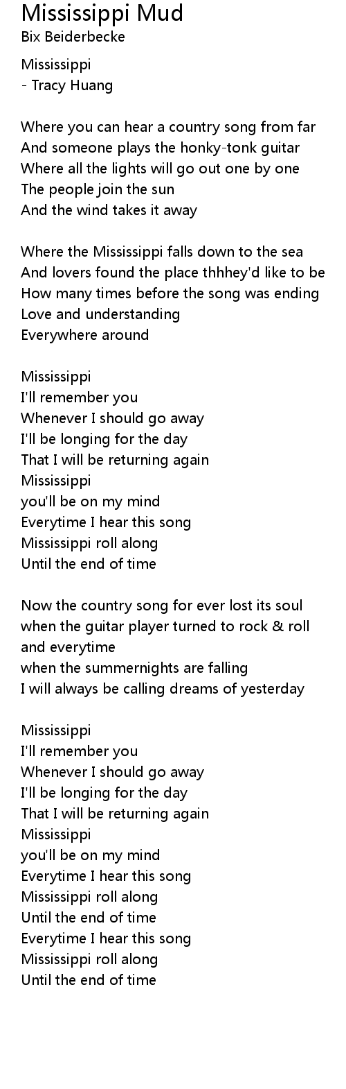 Mississippi Mud Lyrics Follow Lyrics