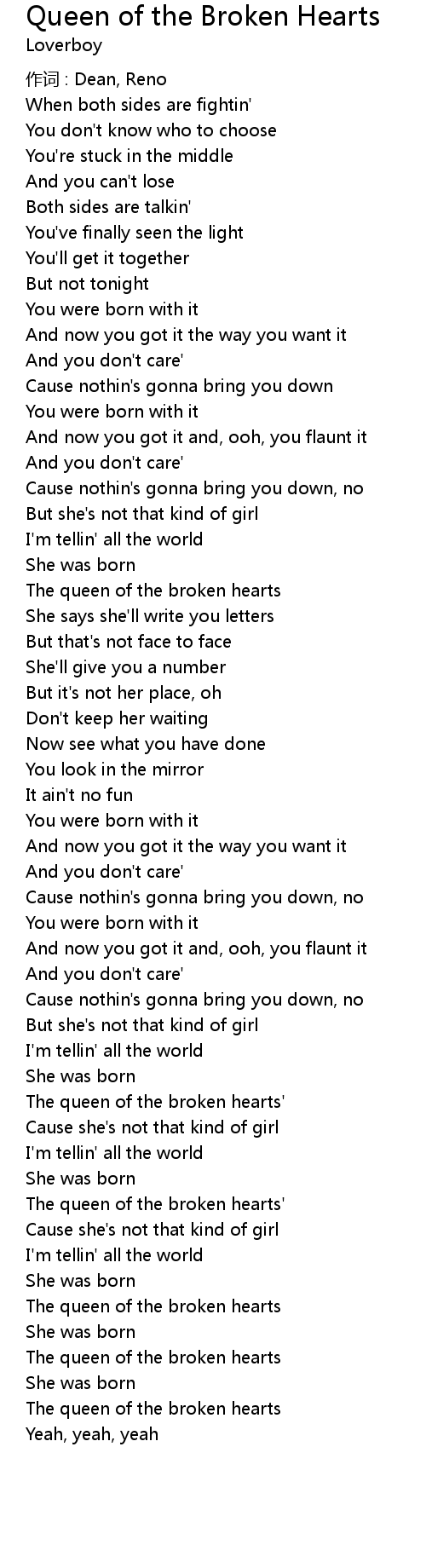 Of hearts broken queen the Frontiers Music