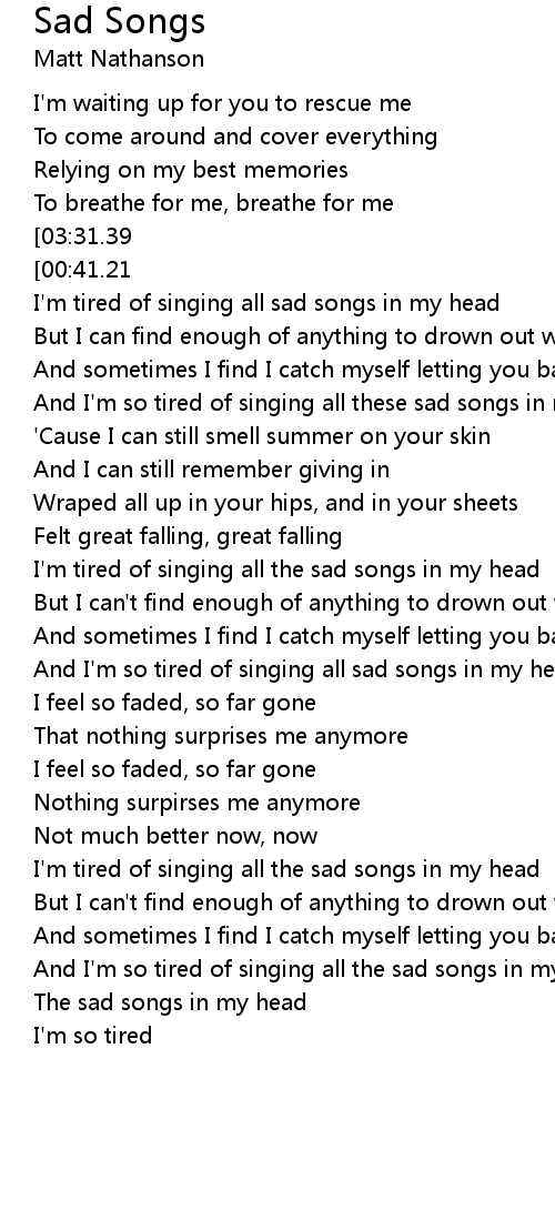 Sad Songs Lyrics Follow Lyrics