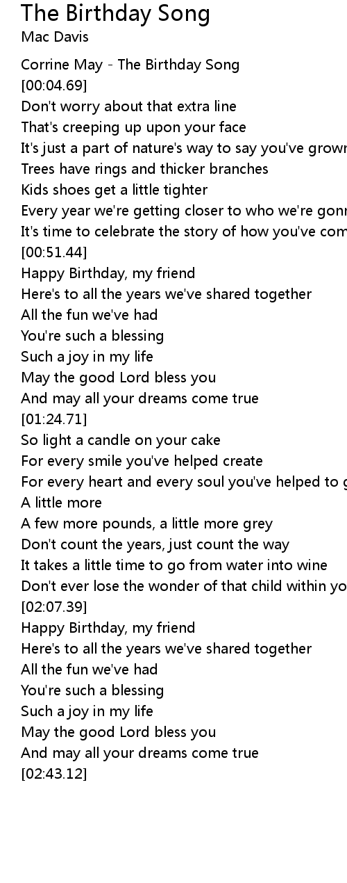 The Birthday Song Lyrics Follow Lyrics