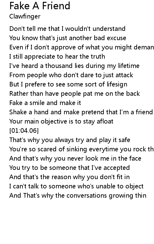 Fake A Friend Lyrics Follow Lyrics