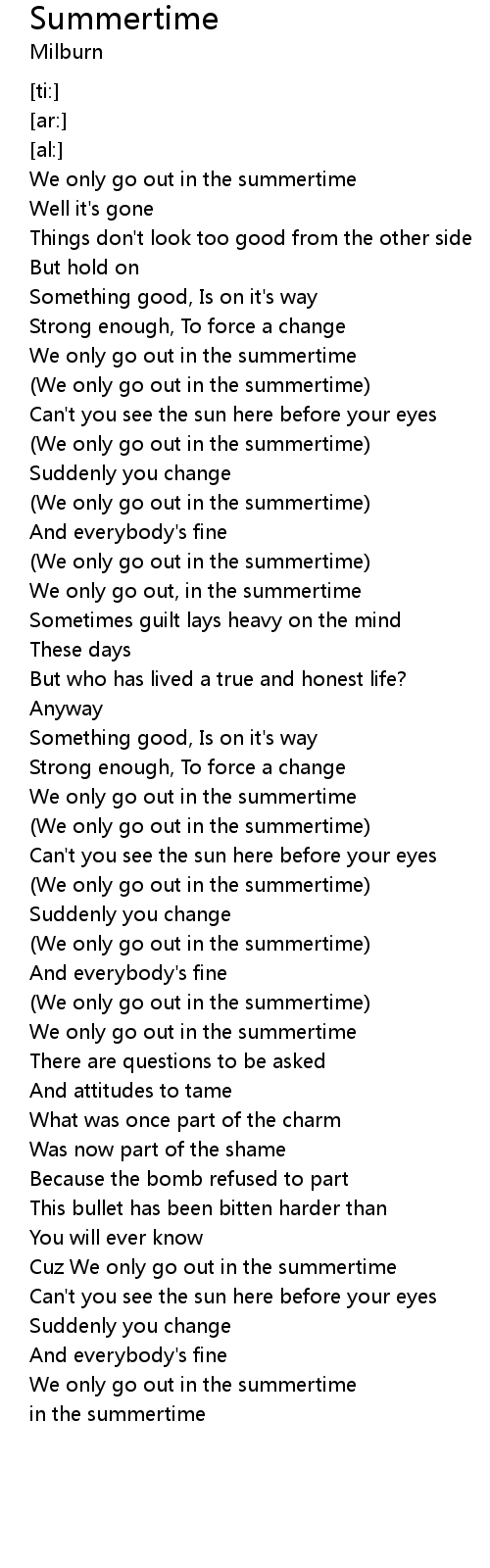 Lyrics summertime JAMIES