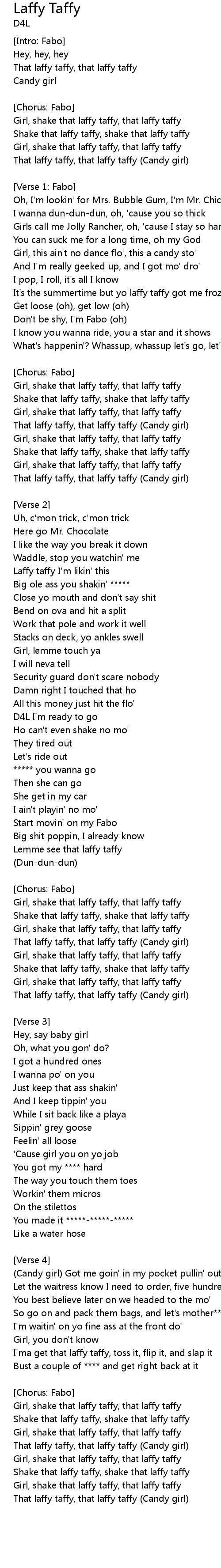 Laffy Taffy Lyrics Follow Lyrics