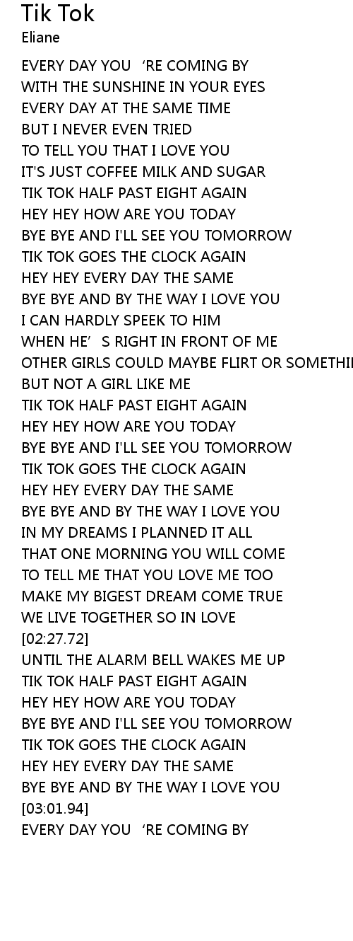 Tik Tok Lyrics Follow Lyrics