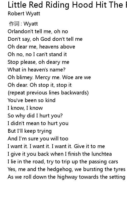 Little Red Riding Hood Hit The Road Lyrics Follow Lyrics
