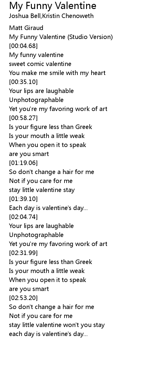 My Funny Valentine Lyrics - Follow Lyrics