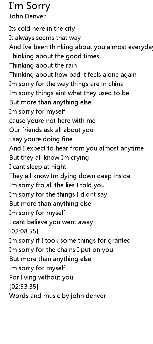 I M Sorry Lyrics Follow Lyrics